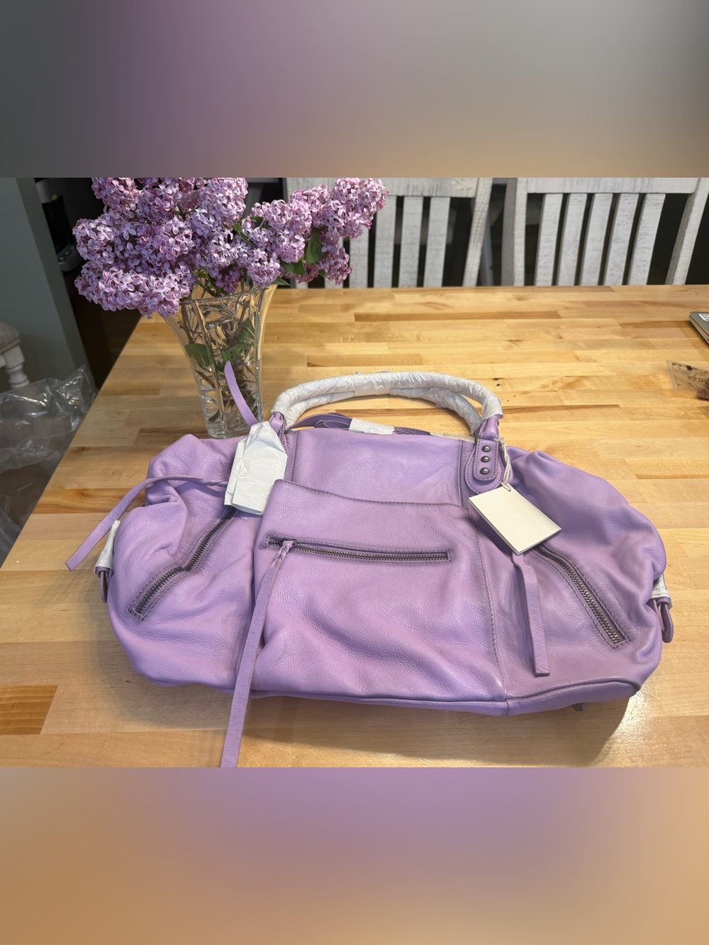 FREE PEOPLE LARGE LILAC Emerson tote - Picture 2 of 3